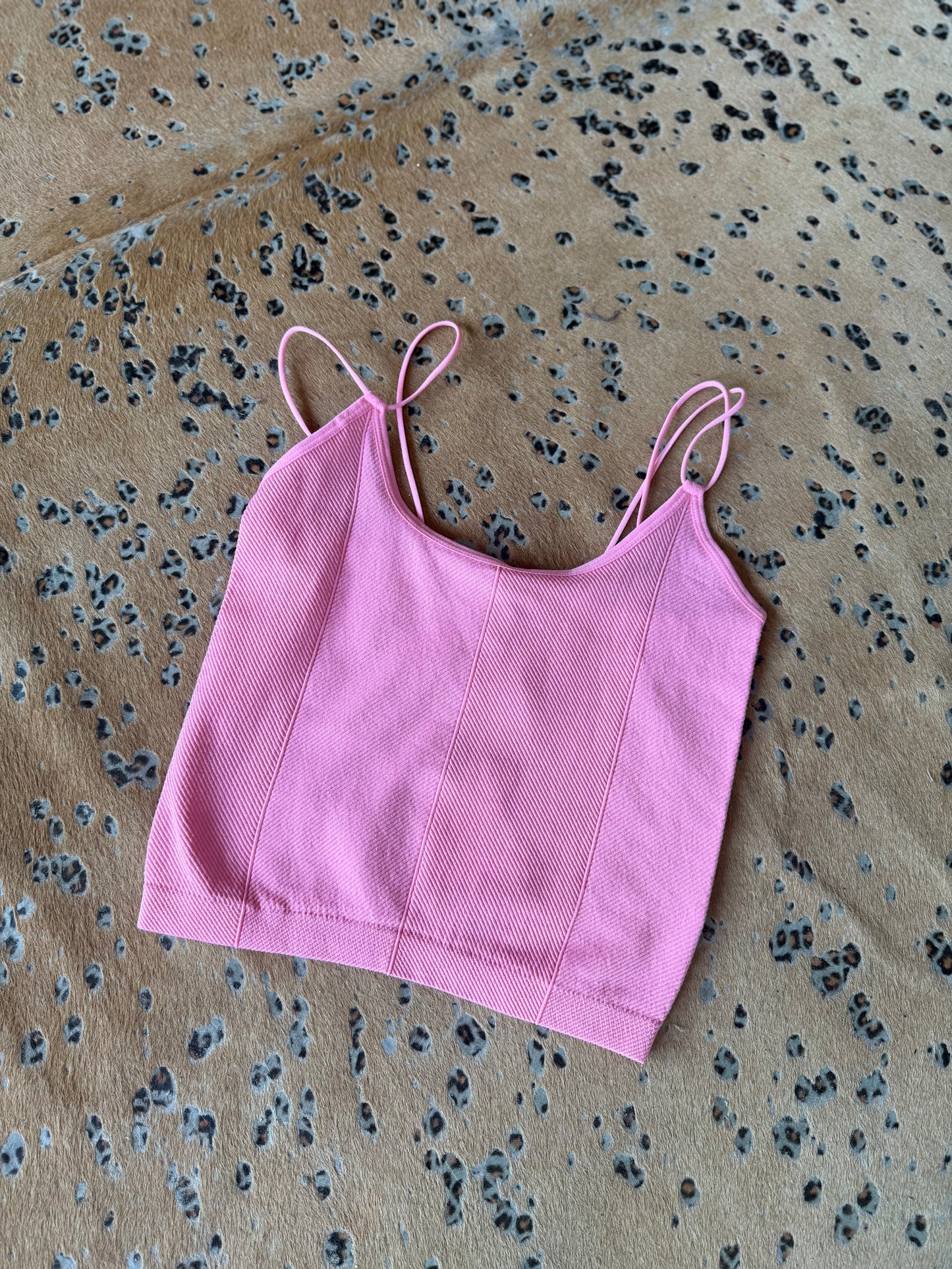 Double Strap Fit Tank Top in Pink
