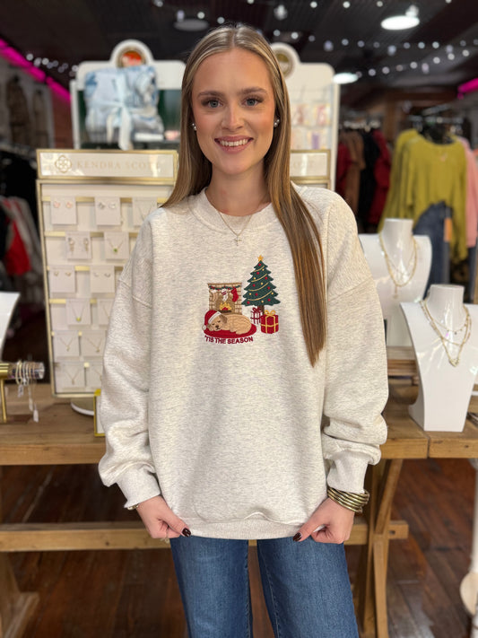 ‘Tis the Season Oversized Sweatshirt in Lt H Grey