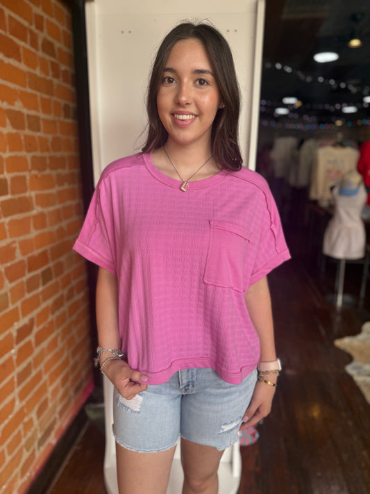 Dol Textured Knit Casual Top in Orchid
