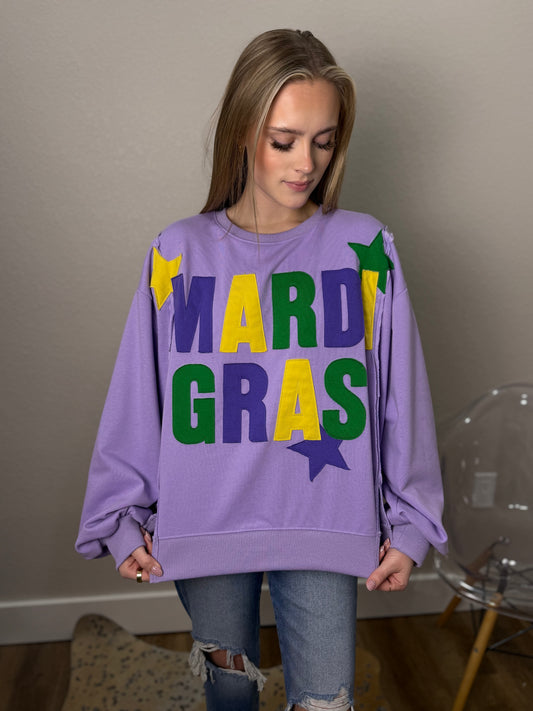 Mardi Gras Patchwork Sweatshirt