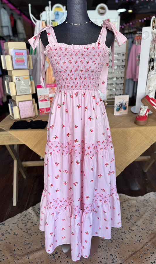 Cherry Petals Dress in Pink/Red