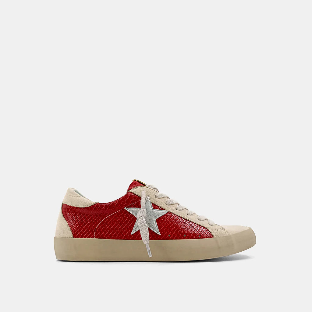 Paula Dark Red Snake Sneakers x ShuShop