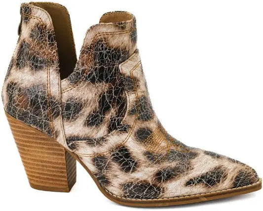 Corkys Smoke Show Booties in Sand Cracked Leopard