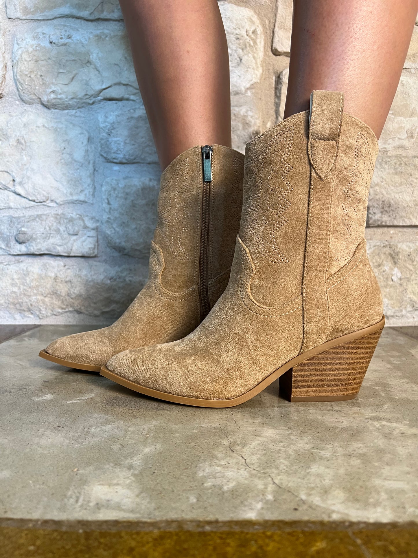 Rowdy Camel Suede Short Boots x Corkys